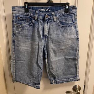 Vintage Flypaper 32 Jeans Shorts Bermuda Fade Wash Blue 100 Cotton 14